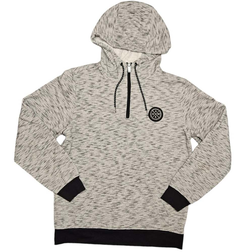 Hawk Men's 1/4 Zip Hoodie Sweatshirt Size S Gray Fleece Lined Pullover